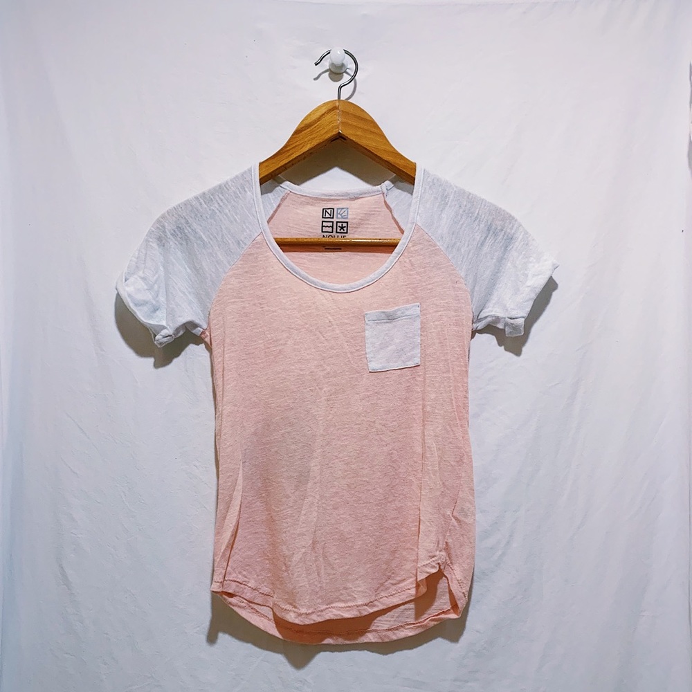 XS Pacsun Nollie Peach/Coral/White V neck w pocket